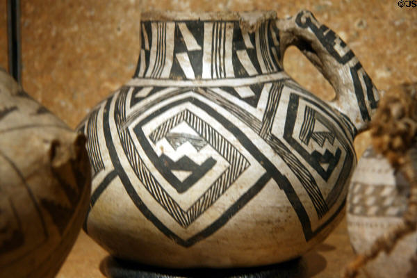 Pueblo III ceramic black-on-white pitcher (1150-1200) at Colorado History Museum. Denver, CO.