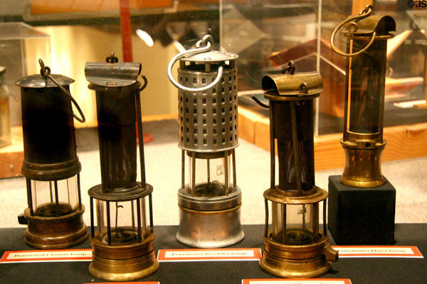 Collection of explosion-proof mining lamps at Colorado History Museum. Denver, CO.