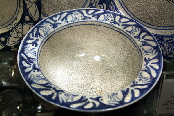 Dedham blue & white Crackleware rabbit bowl (1891) at Kirkland Museum. Denver, CO.