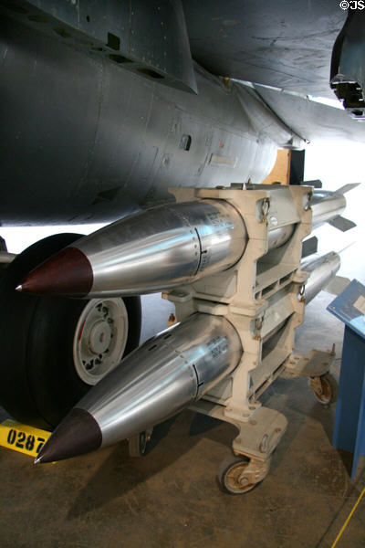 B-61 Silver Bullet hydrogen bomb (1967) training replicas at Wings Over the Rockies Museum. Denver, CO.