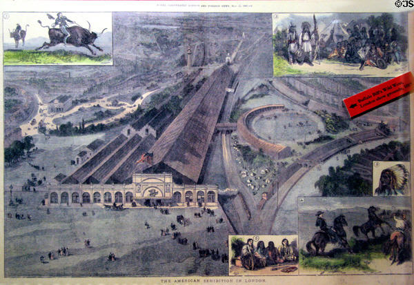 Poster of American Exhibition in London (1887) at Buffalo Bill Museum. Lookout Mountain, CO.
