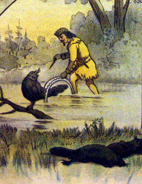 Cody trapping beaver on Cody Scenes of Life poster. CO.