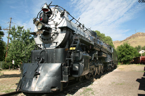Chicago Burlington & Quincy 4-8-4 steam locomotive #5629 (1940) built by CB&Q in West Burlington, Iowa shops at Colorado Railroad Museum. CO.