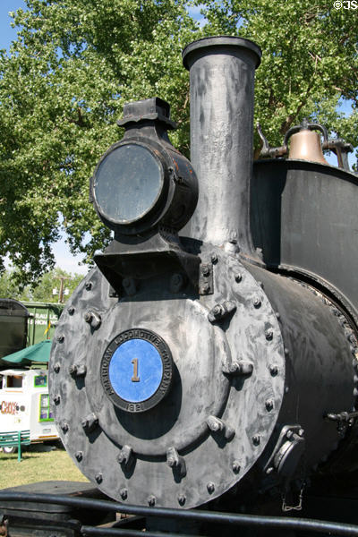 Nose of Saddleback 0-4-0 steam locomotive #1 at Colorado Railroad Museum. CO.