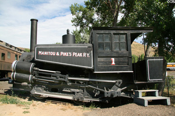 Manitou & Pike's Peak Ry. 0-4-2 cog steam locomotive #1 (1893) built by Baldwin at Colorado Railroad Museum. CO.
