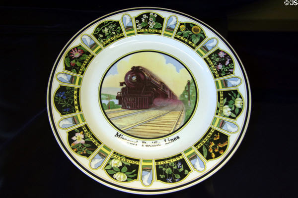 Missouri Pacific Lines plate with state flowers at Colorado Railroad Museum. CO.
