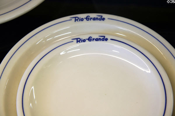 Rio Grande railway dinner plates at Colorado Railroad Museum. CO.