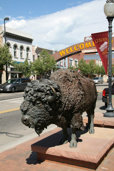 Statue of buffalo on Washington Ave. Golden, CO.