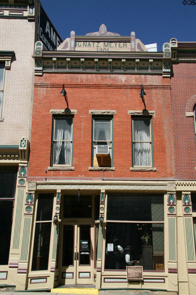 Ignatz Meyer building (1874 & 1901) (Main St.) served as dry goods store, newspaper office, saloon & other functions over time. Central City, CO.