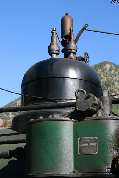 Steam whistle atop Georgetown Loop Railroad steam locomotive. Silver Plume, CO.