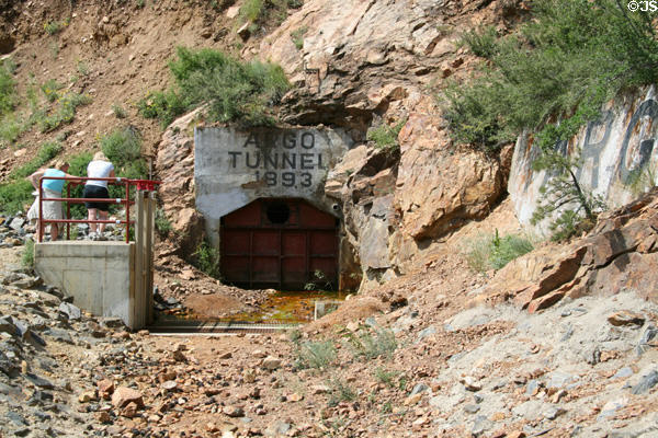Argo tunnel built 1893 to carry water out of mines at Argo Gold Mine & Mill. Idaho Springs, CO. On National Register.