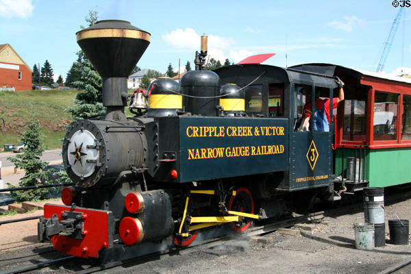 Cripple Creek Railroad 0-4-0 steam locomotive #3 (1927) built by H.K. Porter, Pittsburgh. Cripple Creek, CO.