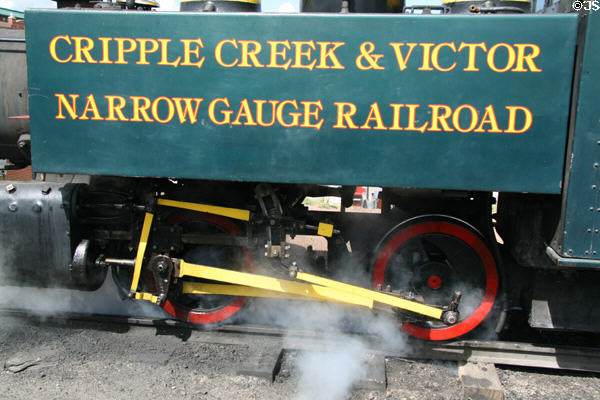 Drive shaft of Cripple Creek Railroad steam locomotive #3. Cripple Creek, CO.
