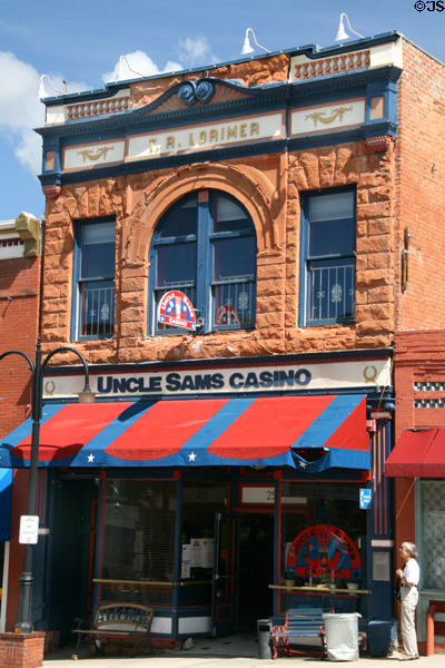T.R. Lorimer Block (1896) (249 E. Bennett Ave.) now Uncle Sams Casino. Cripple Creek, CO.