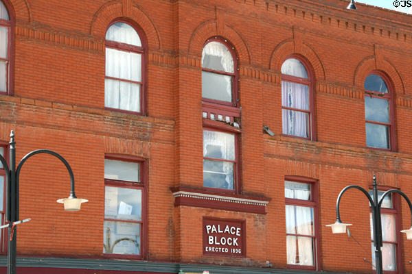 Brick facade of The Palace Block Hotel. Cripple Creek, CO.