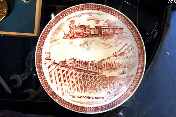 Souvenir Galloping Goose plate at D&SRR Museum. Durango, CO.