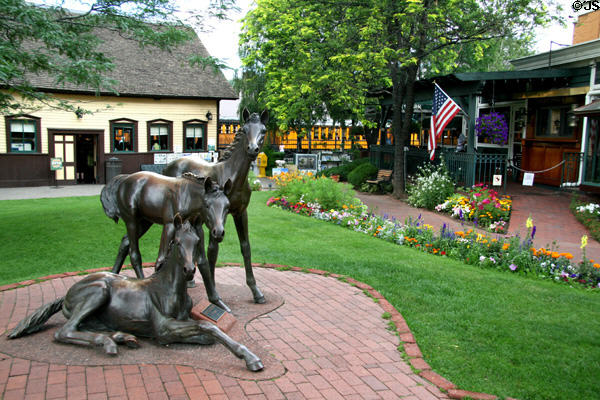 Whinney & Friends sculpture of colts 1992 by Joyce Parkerson at Durango Passenger Station. Durango, CO.