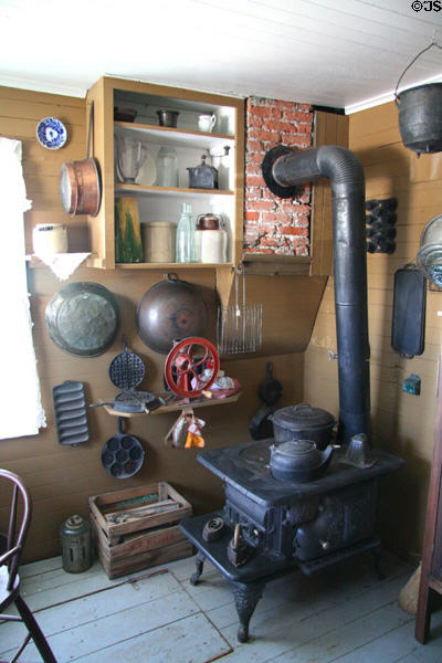 Kitchen stove in original Pioneer home at South Park City. Fairplay, CO.