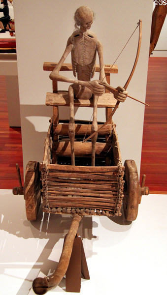Death on Her Cart sculpture (c1860) by Nasario López at Colorado Springs Fine Arts Center. Colorado Springs, CO.