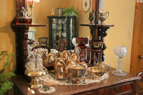 Sideboard with cruet & other silverware at McAllister House Museum. Colorado Springs, CO.