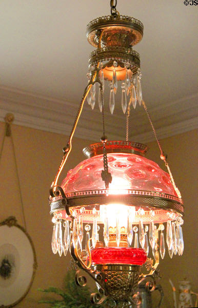 Glass ceiling lamp at McAllister House Museum. Colorado Springs, CO.