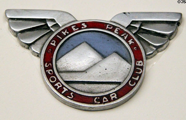 Pikes Peak Sports Car Club medallion at Colorado Springs Pioneers Museum. Colorado Springs, CO.