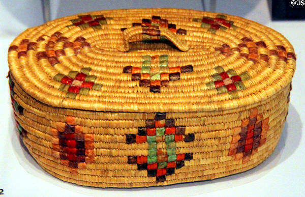 Tsimshian coiled basket (c1910) from Alaska at Colorado Springs Pioneers Museum. Colorado Springs, CO.