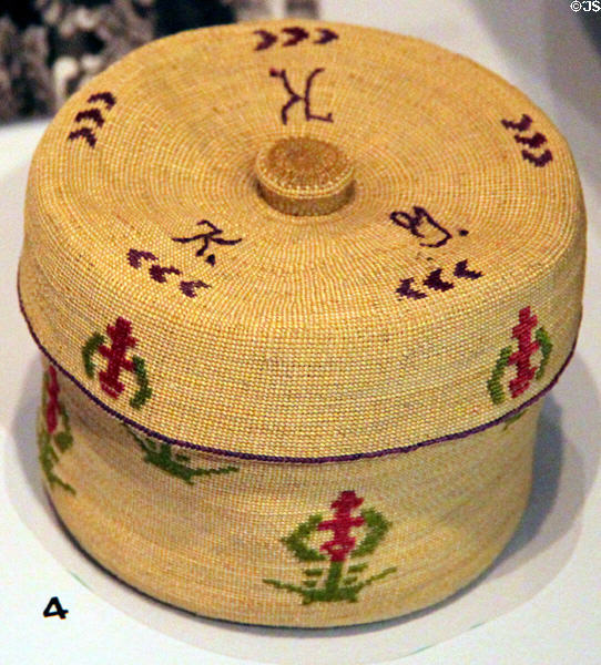 Attu twined of beach grass basket (c1910) from Alaska at Colorado Springs Pioneers Museum. Colorado Springs, CO.