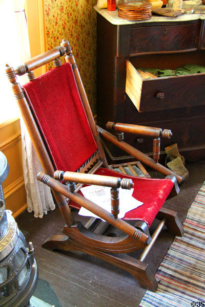 Stationary rocking chair in Chambers Home at Rock Ledge Ranch Historic Site. Colorado Springs, CO.