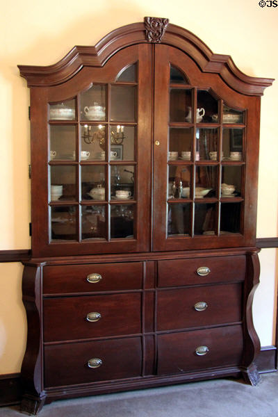 China cabinet at Orchard House at Rock Ledge Ranch Historic Site. Colorado Springs, CO.