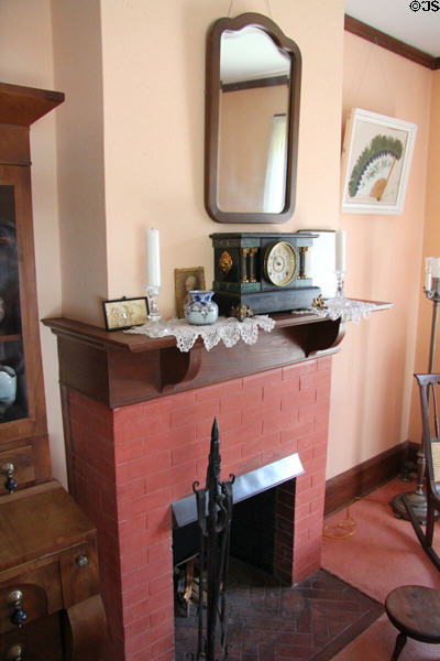 Upstairs parlor fireplace at Orchard House at Rock Ledge Ranch Historic Site. Colorado Springs, CO.