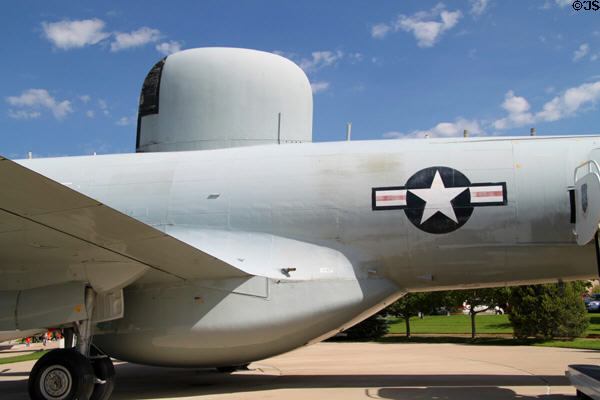 Profile of radar domes of Lockheed EC-121T Warning Star Constellation (1953) at Peterson Air & Space Museum. Colorado Springs, CO.