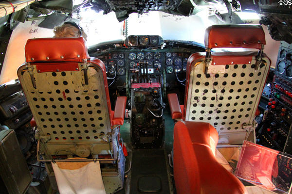 Cockpit in Lockheed EC-121T Warning Star Constellation (1953) at Peterson Air & Space Museum. Colorado Springs, CO.