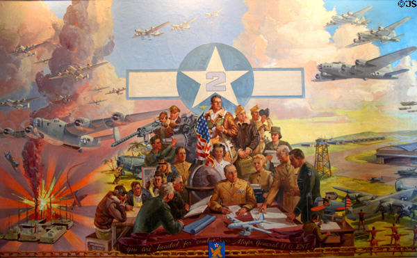 Mural commemorating U.S. Army Air Force in WW II by Sgts. Bert W. Shelbourn & John Smith at Peterson Air & Space Museum. Colorado Springs, CO.