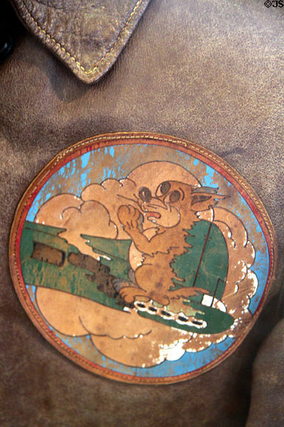 Unit patch on leather flying jacket from WW II at Peterson Air & Space Museum. Colorado Springs, CO.