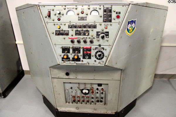 Semi Automatic Ground Environment (SAGE) radar control (1959) designed to detect Soviet bombers by NORAD at Peterson Air & Space Museum. Colorado Springs, CO.