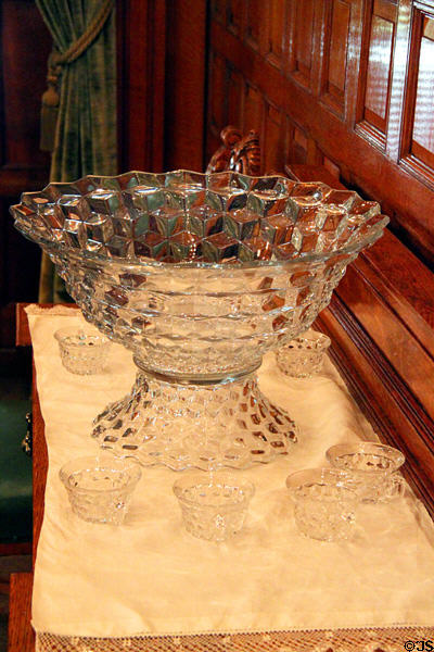 Pressed glass punchbowl & cups at Rosemount House Museum. Pueblo, CO.