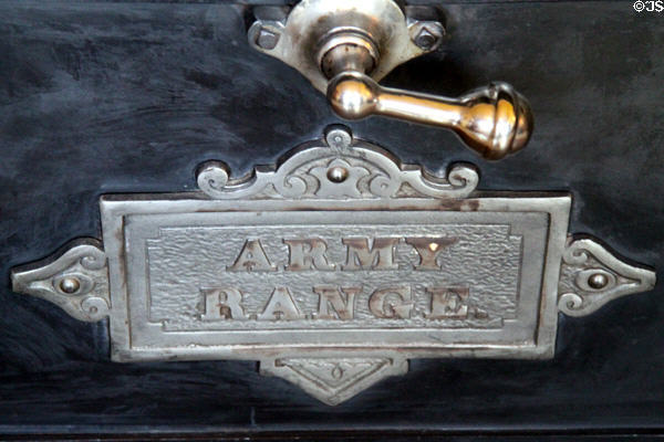 Army range oven name plate at Rosemount House Museum. Pueblo, CO.
