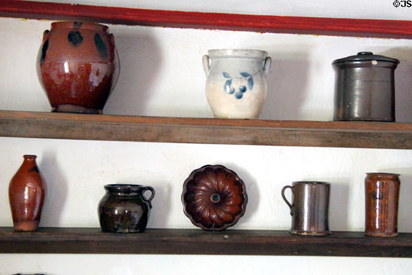 Ceramic crocks & vessels at Hyland House. Guilford, CT.