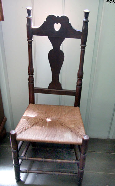 Fiddle-back side chair at Hyland House. Guilford, CT.