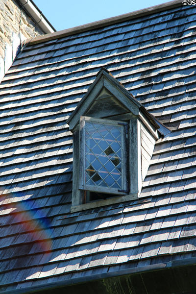 Dormer window of Henry Whitfield House Museum. Guilford, CT.