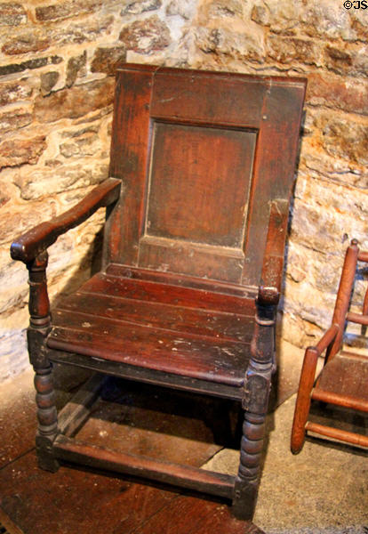 Oak great chair (17thC) at Henry Whitfield State Museum. Guilford, CT.