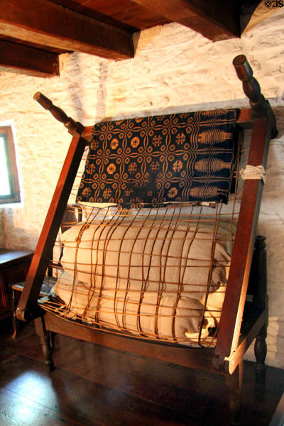 Folding bed (19thC) saves space in Colonial homes at Henry Whitfield State Museum. Guilford, CT.