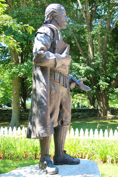 Reverend Henry Whitfield (1590-1657) a founder (1639) of Guilford, CT statue (2003) by Robert Shure. Guilford, CT.