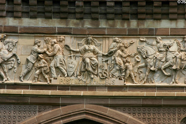 Detail of frieze (1885) by C. Buberl on Civil War Memorial. Hartford, CT.
