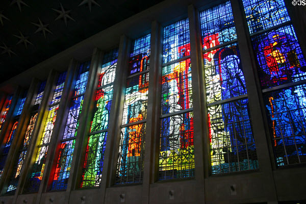 Modern stained glass windows of St. Joseph Cathedral. Hartford, CT.