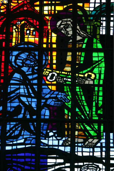 St Peter receiving keys to the kingdom stained glass of St Joseph Cathedral. Hartford, CT.