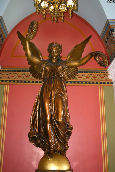 18-foot plaster model (1878) for statue "Genius of Connecticut" which once topped State Capitol dome but was removed because of structural problems after 1939 hurricane & melted for its bronze in WW II. Hartford, CT.