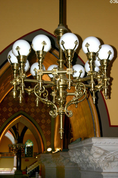 Brass chandelier in Connecticut State Capitol. Hartford, CT.