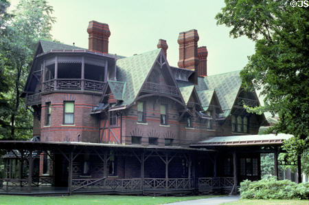 Mark Twain House (1873). Hartford, CT. Architect: Edward Tuckerman Potter. On National Register.